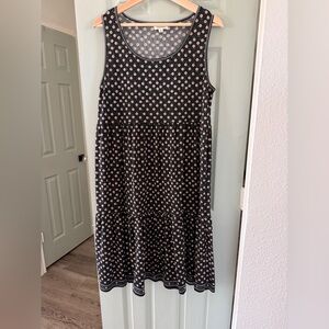 MAX STUDIO BLACK MIDI DRESS with cute brown and white floral pattern Size: L